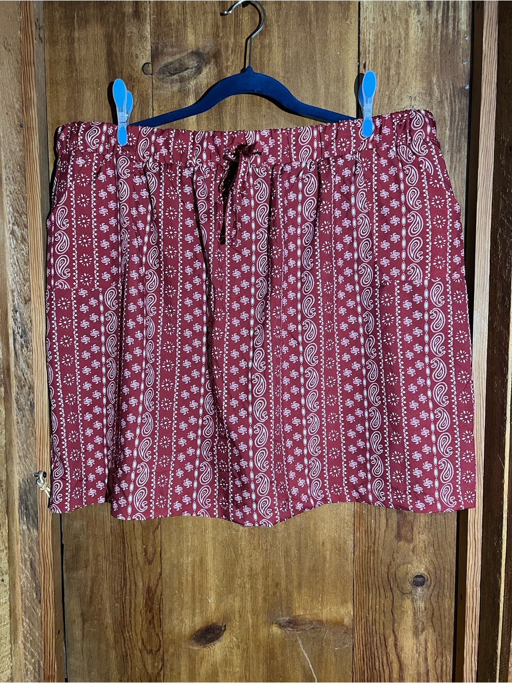 LiveWell Rust Paisley Drawstring Mini Skort - Lightweight Summer Skort